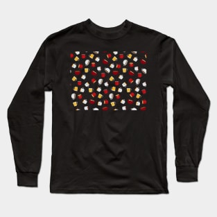 Hot drinks - Coffee, hot chocolate and tea pattern Long Sleeve T-Shirt